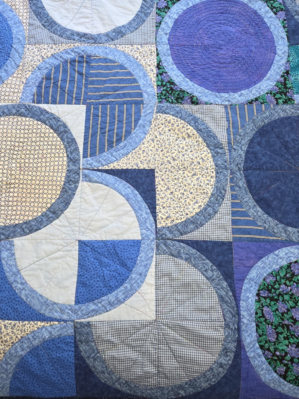 Handmade Blue Patchwork Circle Quilt